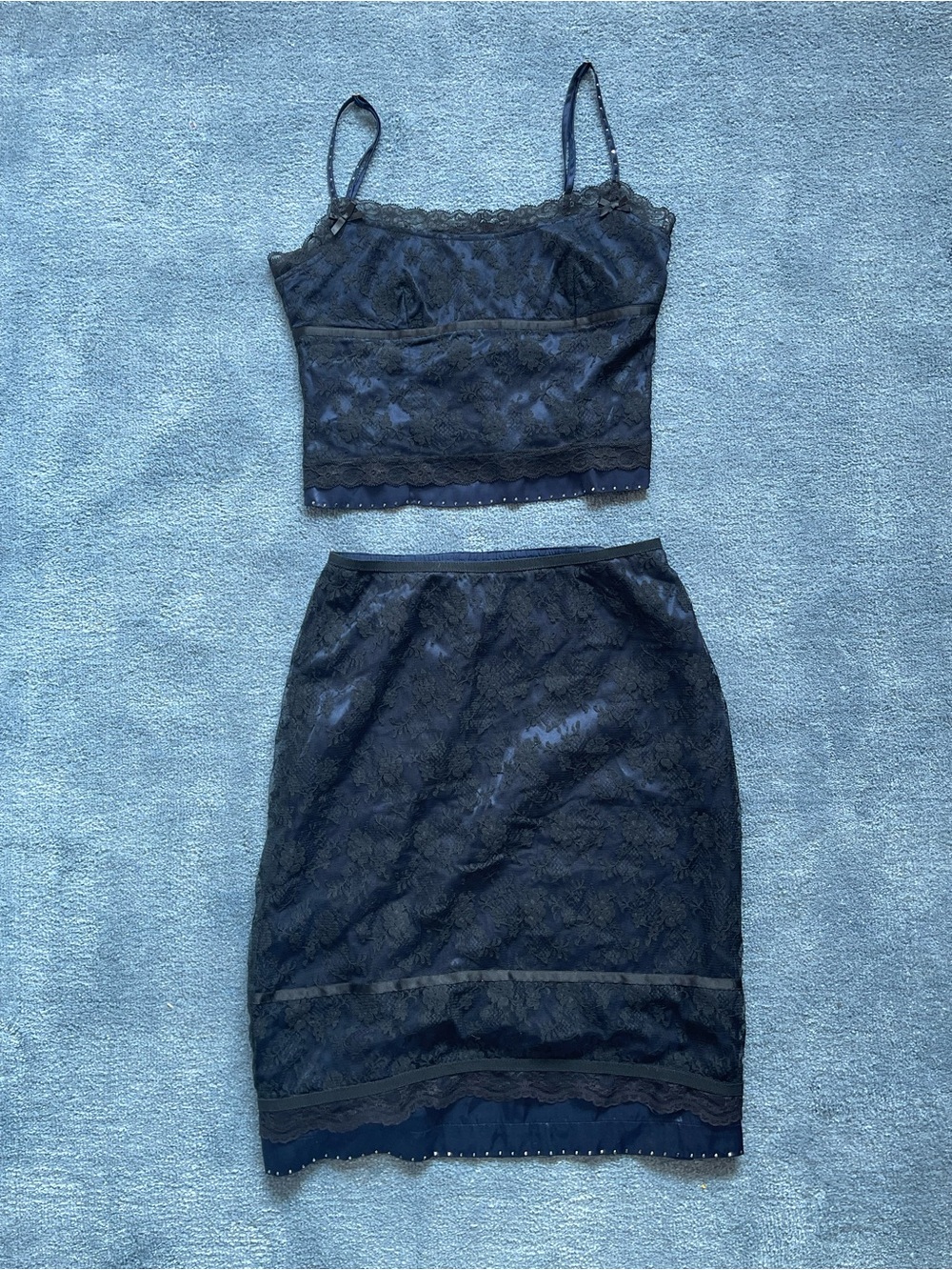 MOSCHINO JEANS Y2K Two Piece Lace and Satin Set